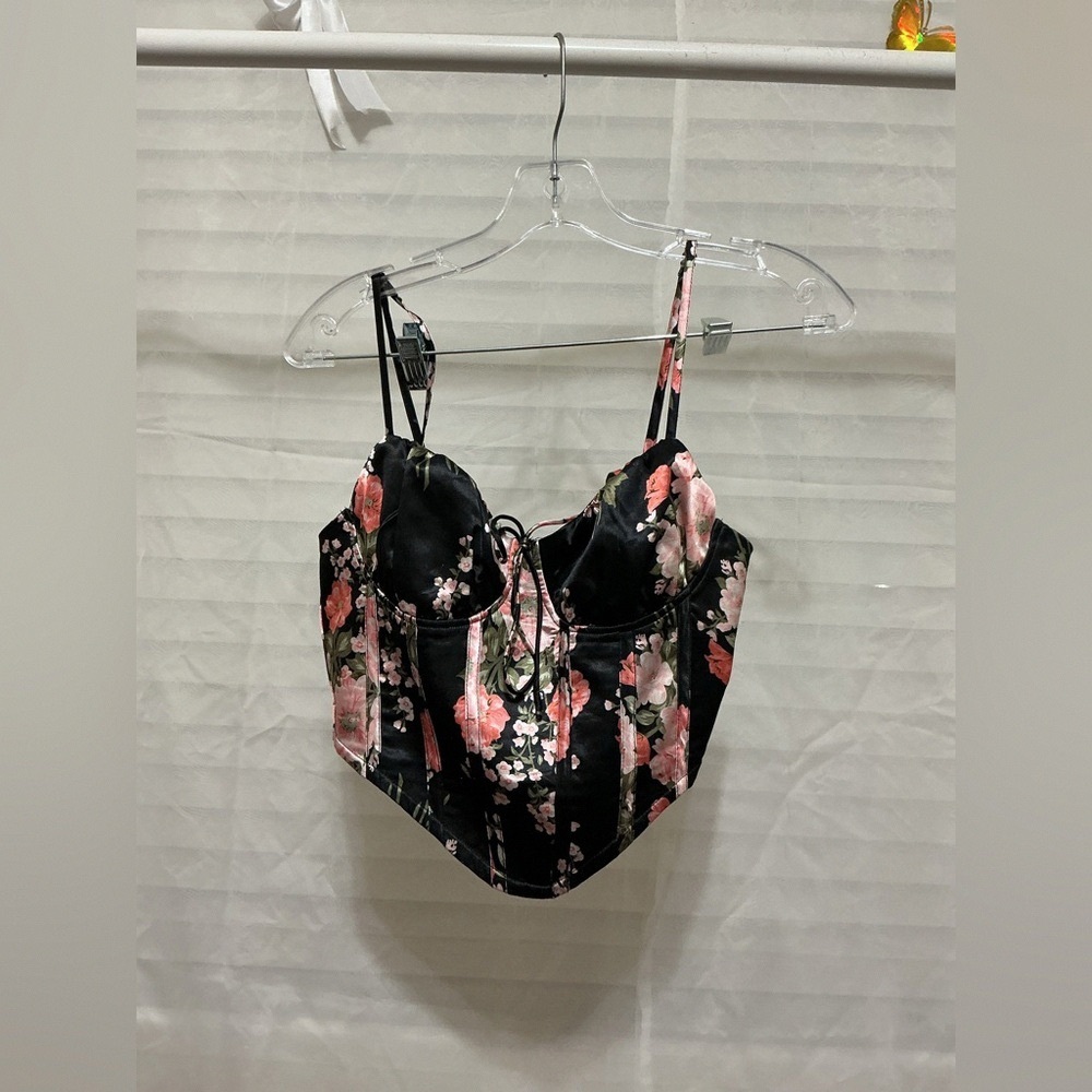 Floral Black and Pink Women's Tank Top